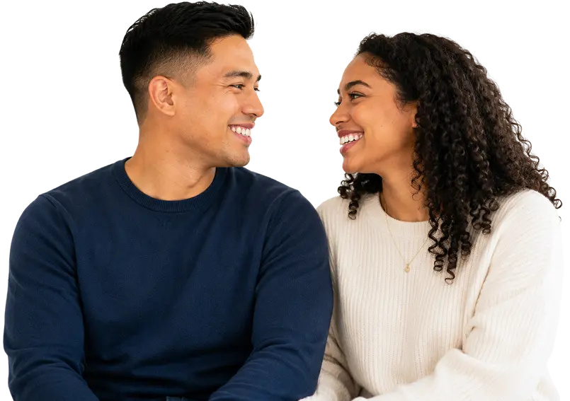 Couple smiling